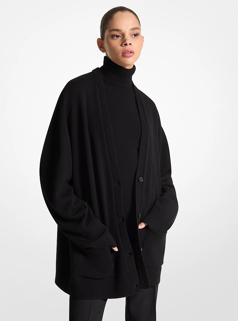 Cashmere Oversized Cardigan in BLACK | Michael Kors