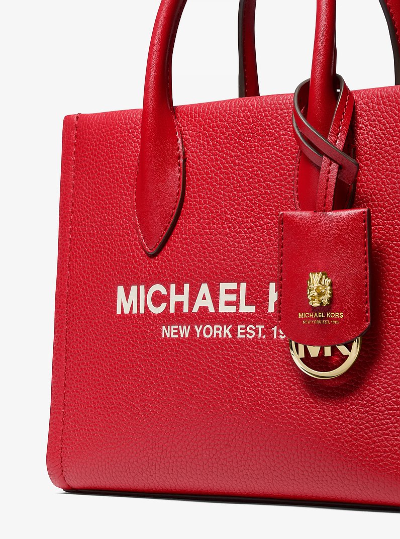 New Year Mirella Small Pebbled Leather Crossbody Bag in BRIGHT RED | Michael Kors
