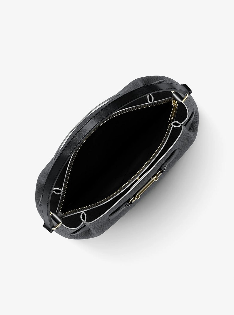 Carson Medium Pebbled Leather Convertible Bucket Crossbody Bag in BLACK | Michael Kors