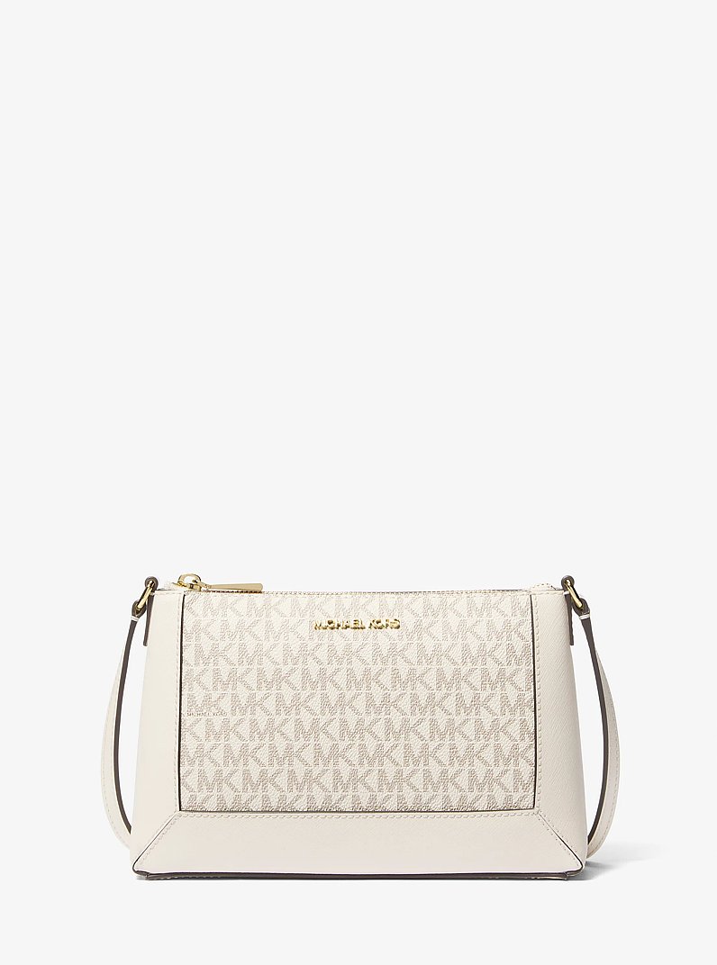 Sallie Medium Signature Logo Crossbody Bag in VAN/CREAM | Michael Kors