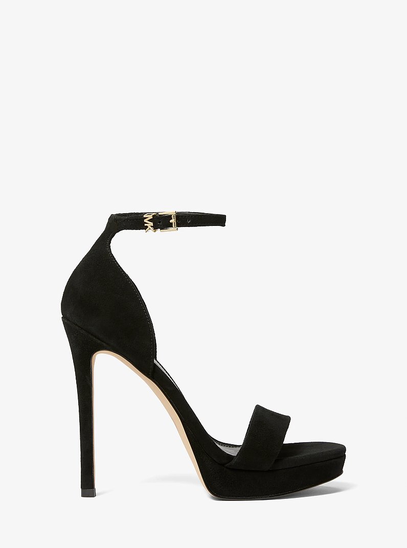 Jordyn Suede Platform Sandal in BLACK | Michael Kors