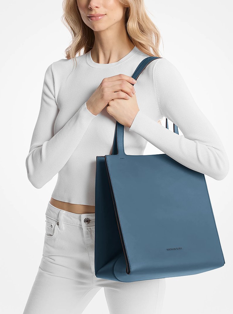 Bolso tote Jordi grande de piel in CHAMBRAY OSCURO | Michael Kors