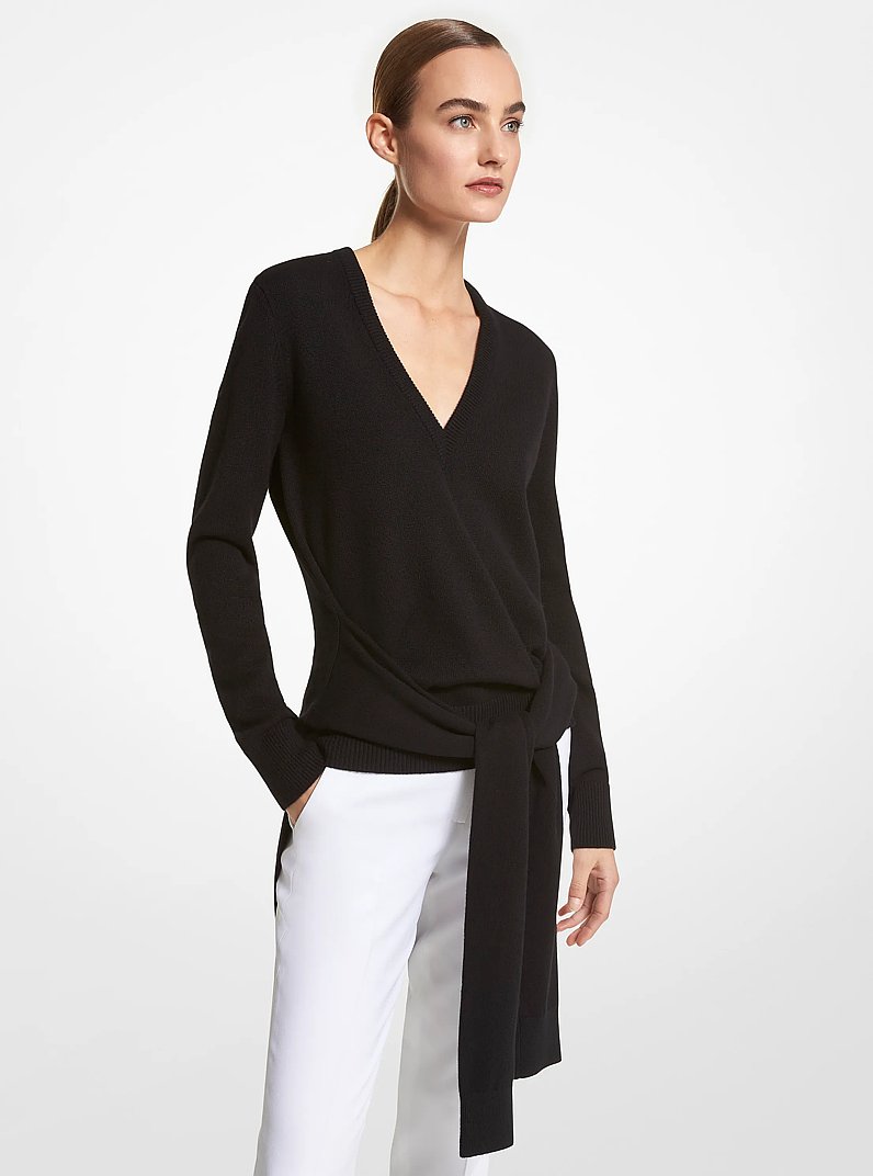 Cashmere Scarf Sweater in BLACK | Michael Kors