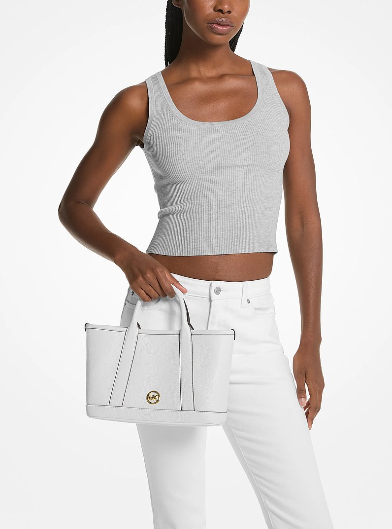 Borsa a mano Luisa piccola in pelle martellata in BIANCO OTTICO | Michael Kors