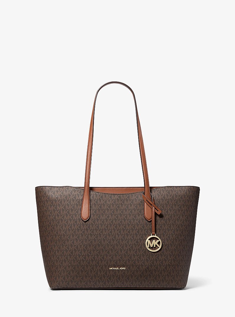 Arden Large Signature Logo Tote Bag in BROWN | Michael Kors