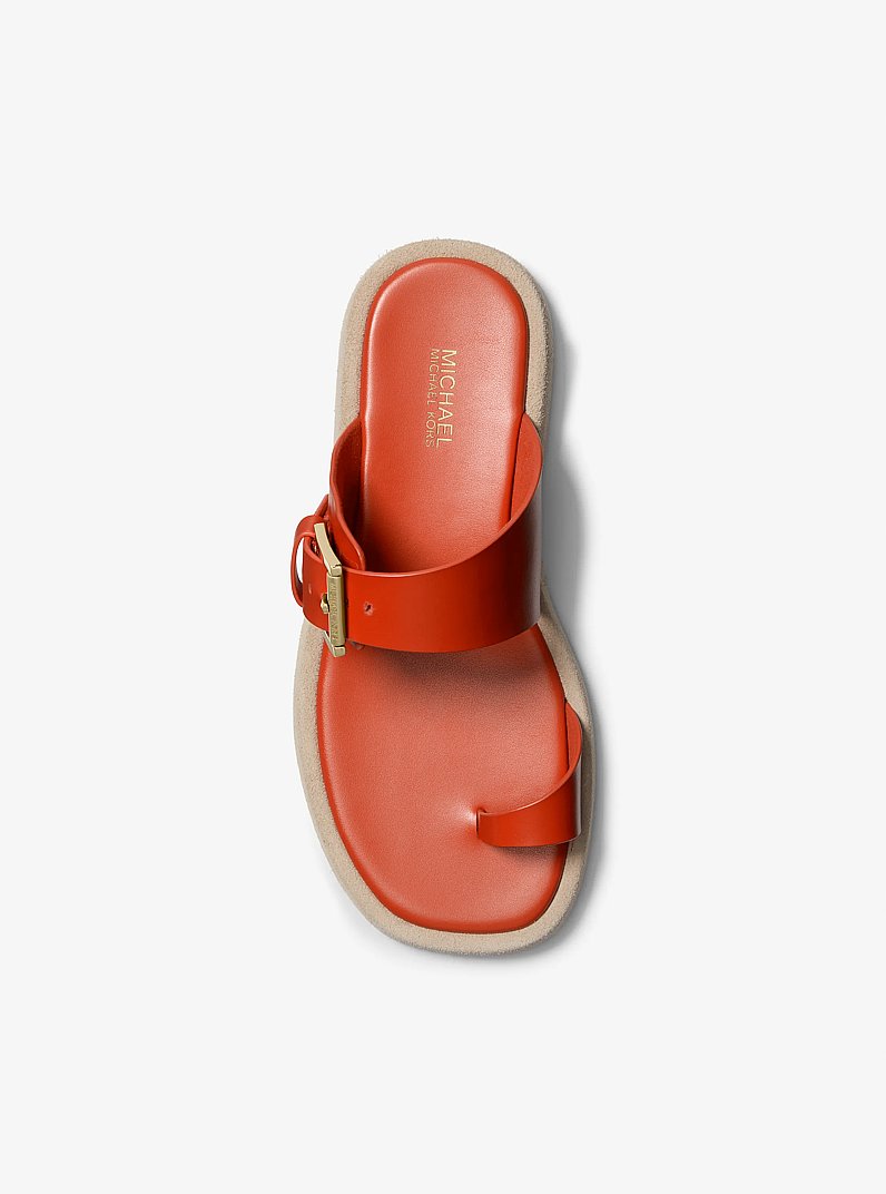 Selah Leather Slide Sandal in RED CLAY | Michael Kors