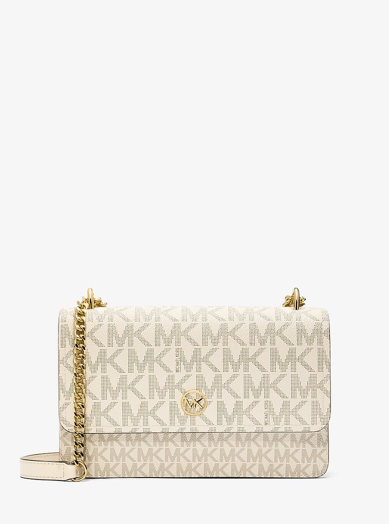 Borsa a spalla Abbott media con stampa logo in CREMA CHIARO CANGIANTE | Michael Kors
