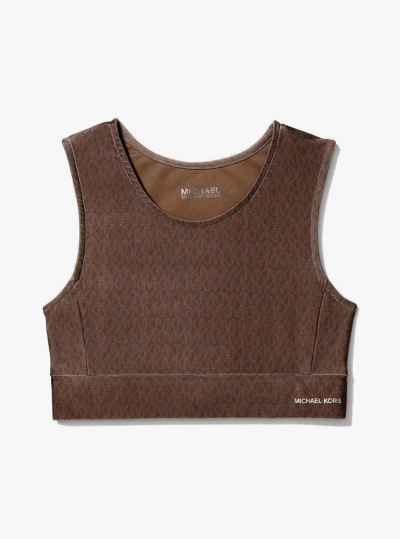 Logo Stretch Jersey Sports Top in CHOCOLATE | Michael Kors