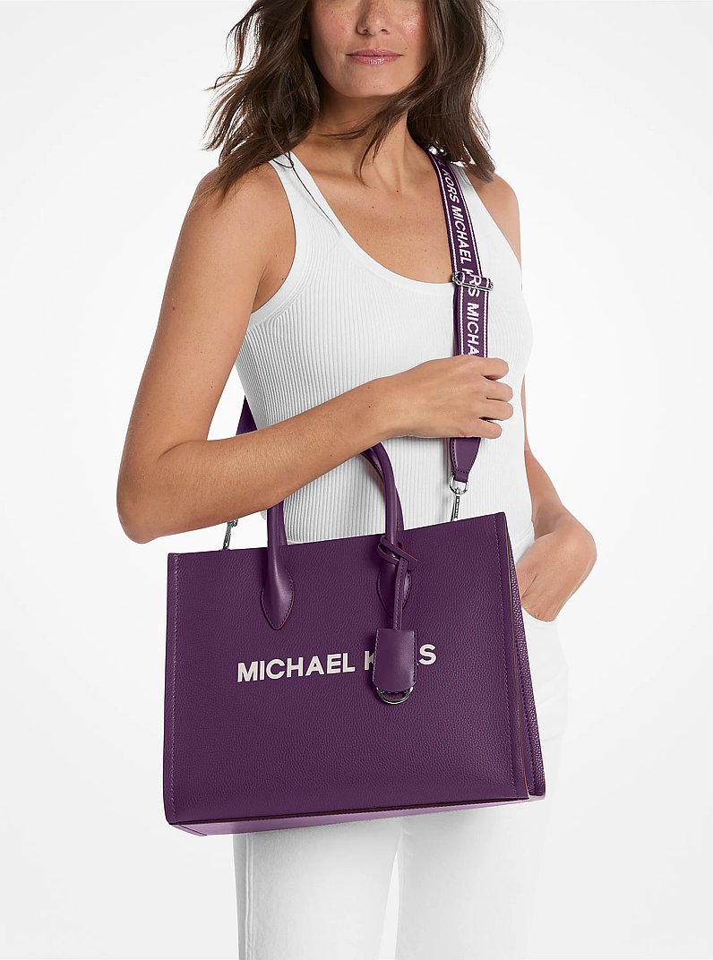 Bolso tote Mirella mediano de piel granulada in MORADO | Michael Kors