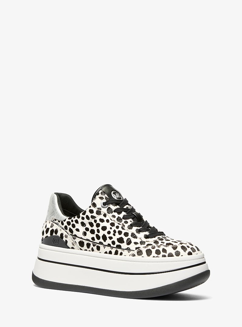 Hayes Cheetah Print Calf Hair Platform Sneaker in BLACK COMBO | Michael Kors