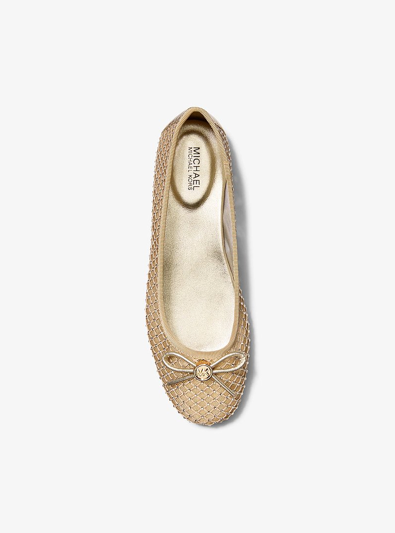 Savannah Embellished Mesh Ballet Flat in PALE GOLD | Michael Kors