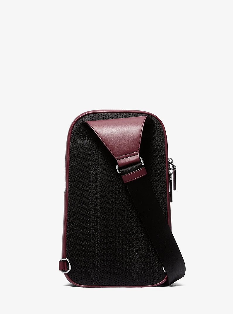 Cooper Slim Pebbled Leather Commuter Sling Pack in OXBLOOD | Michael Kors
