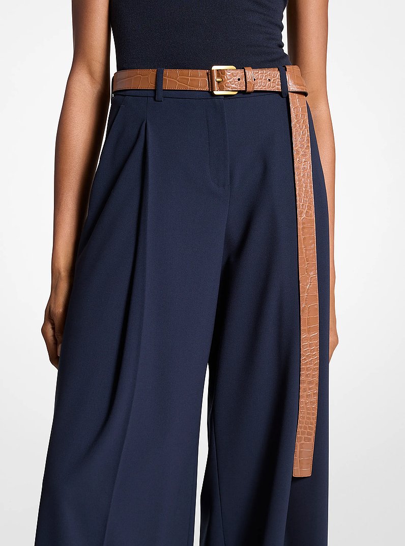 Jodi Crocodile Embossed Leather Belt in SADDLE | Michael Kors