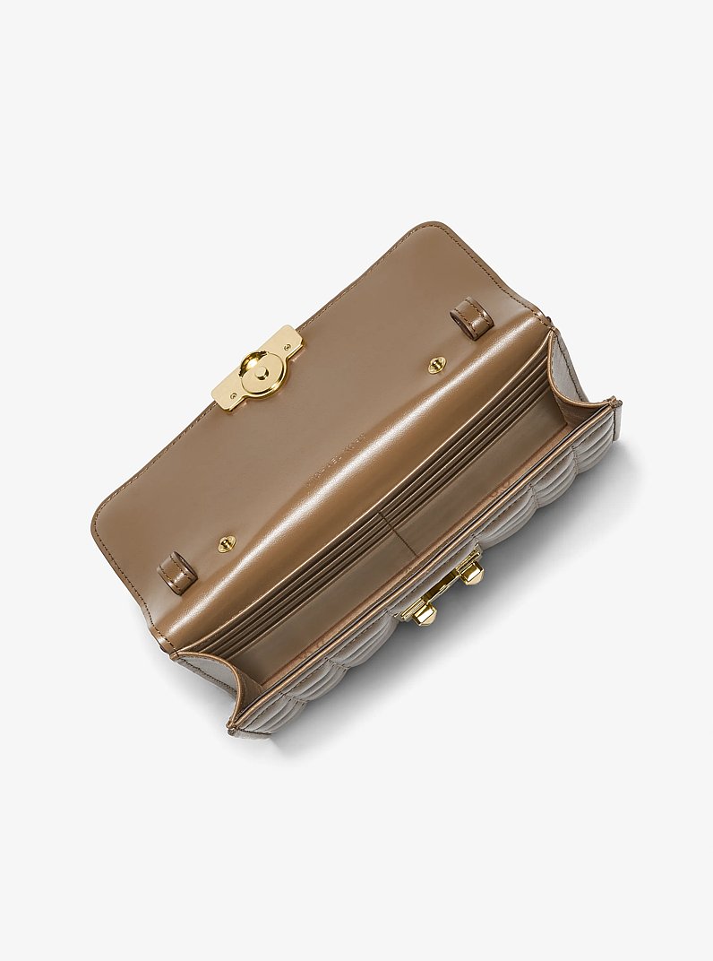 Tribeca Leather Convertible Crossbody Bag in HUSK | Michael Kors