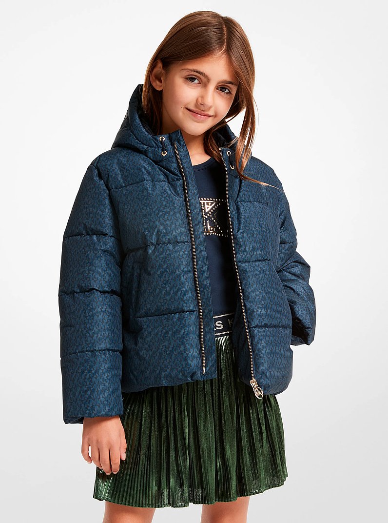 Quilted Signature Logo Puffer Jacket in NAVY | Michael Kors