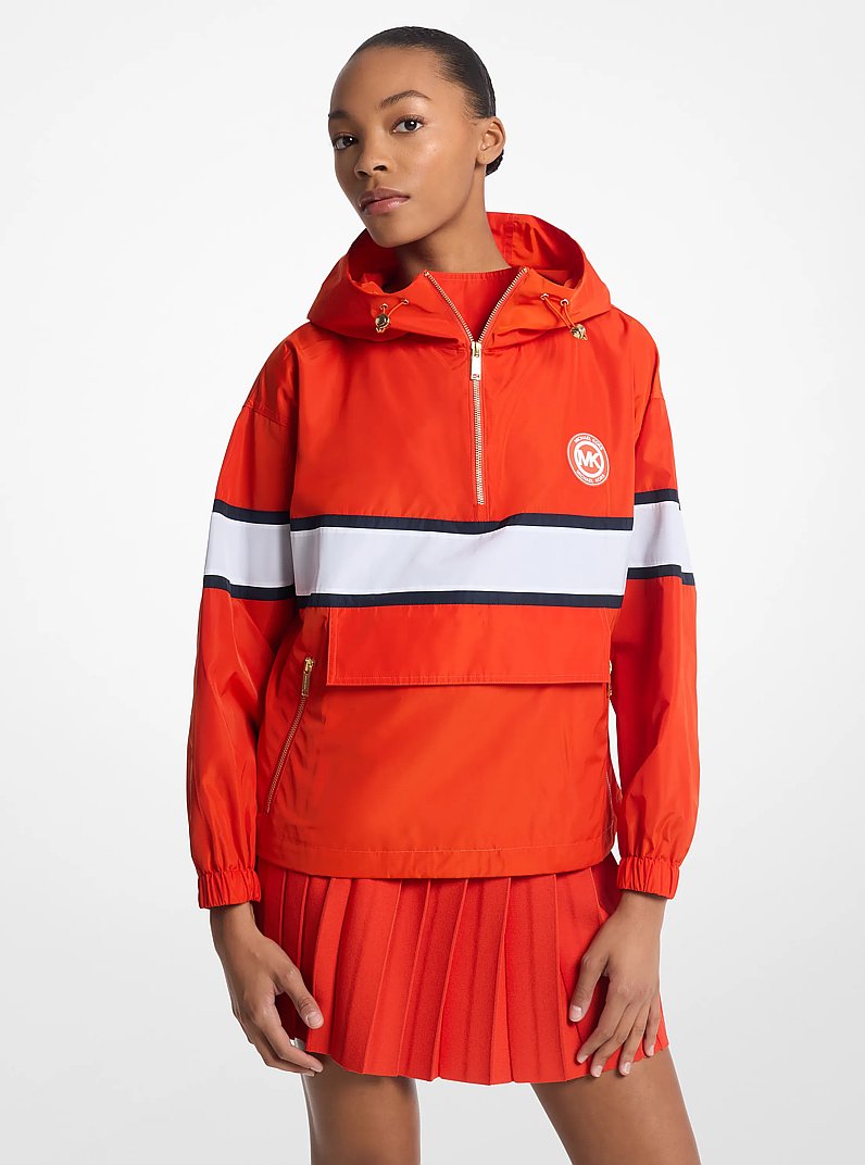 Veste cir&eacute;e &agrave; rayures et &agrave; fermeture &eacute;clair in ARGILE ROUGE | Michael Kors