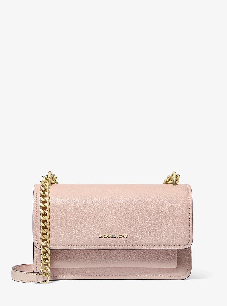 Borsa a spalla Claire convertibile grande in pelle martellata in ROSA TENUE | Michael Kors