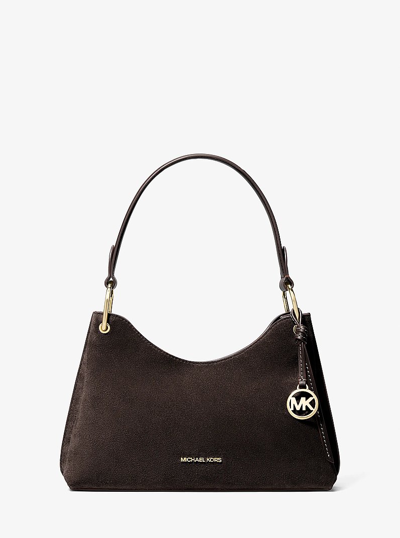 Borsa a spalla Joan media in pelle scamosciata in CIOCCOLATO | Michael Kors