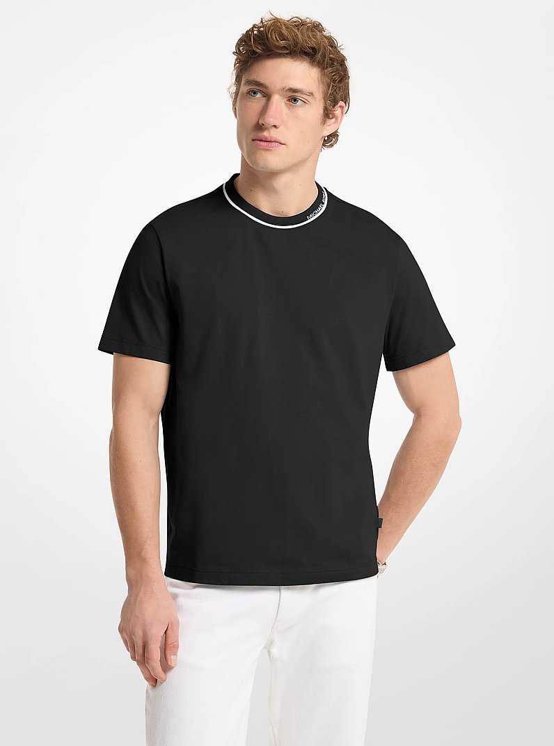 T-Shirt aus Baumwoll-Jersey mit Logodetail in SCHWARZ | Michael Kors
