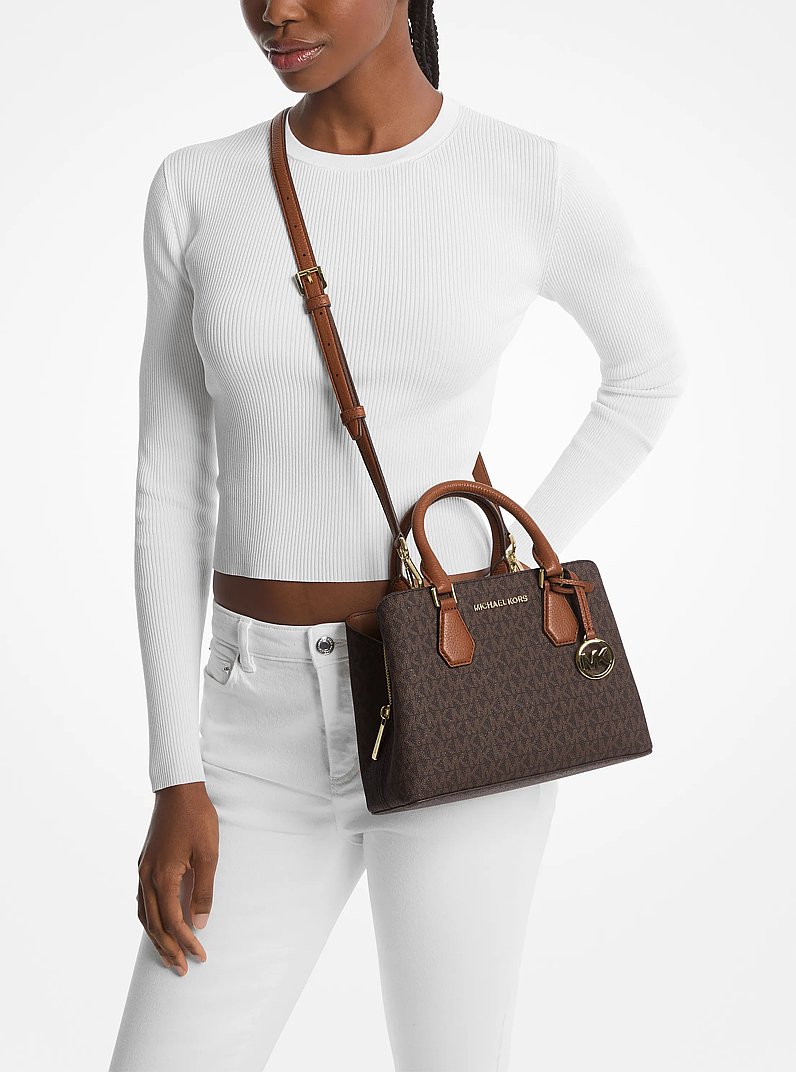 Camille Small Logo and Leather Satchel
