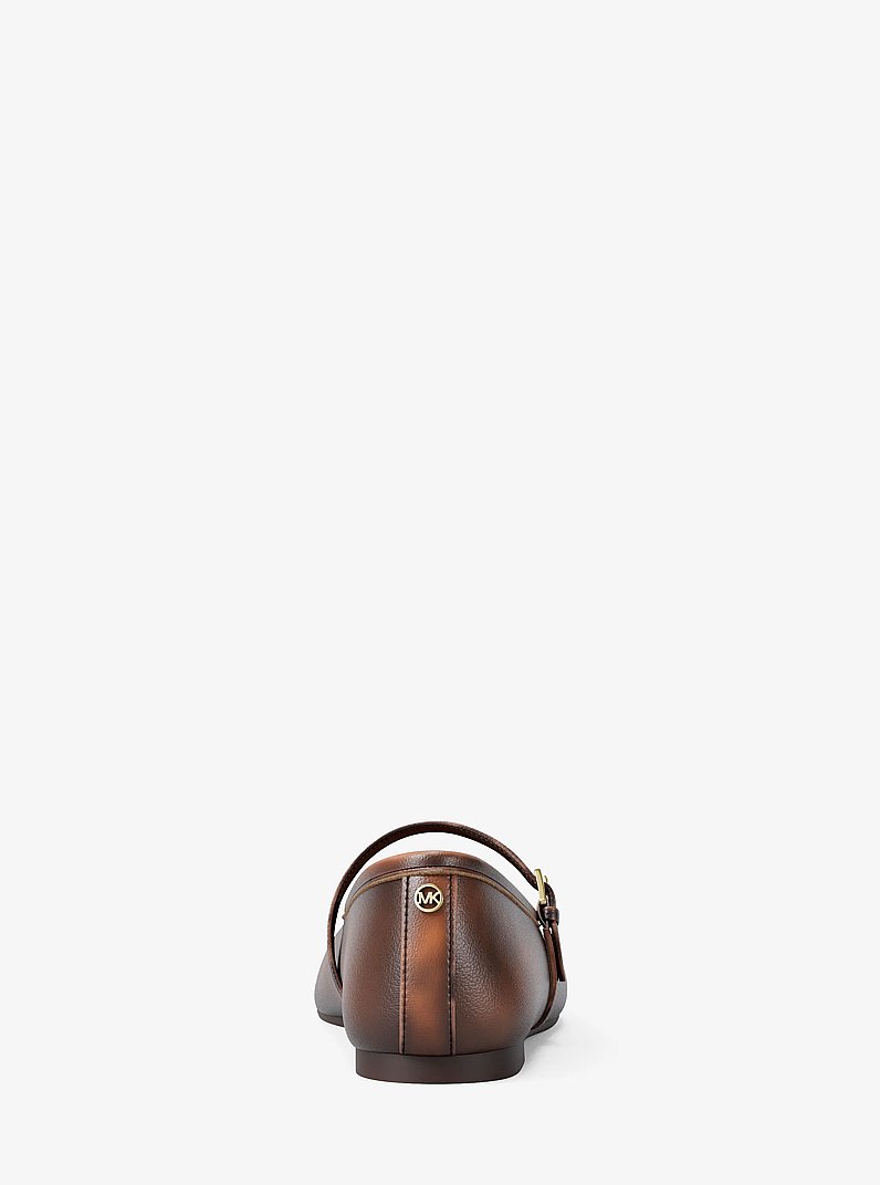 Phoebe Burnished Ballet Flat in CHOCOLATE | Michael Kors