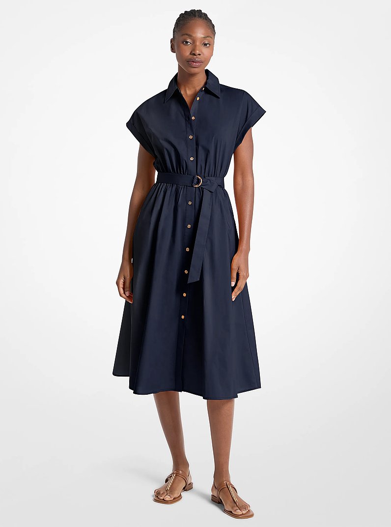 Cotton Poplin Midi Dress in MIDNIGHTBLUE | Michael Kors