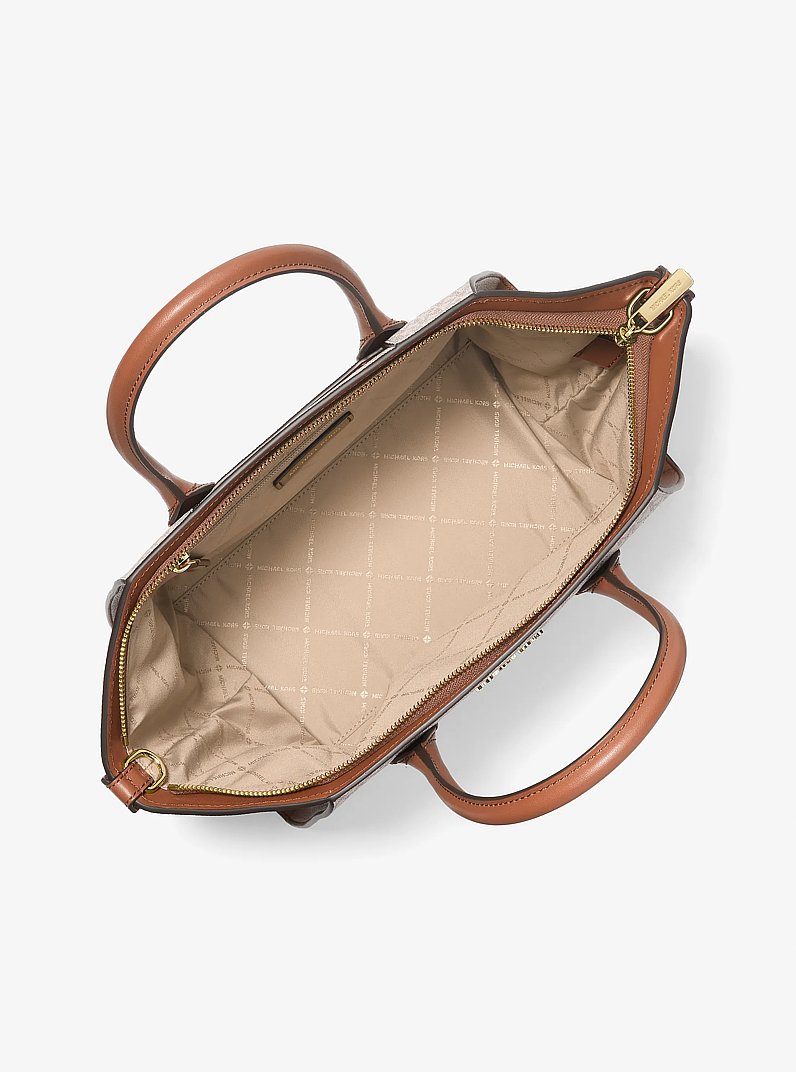 Avril Large Signature Logo Satchel in VANILLA | Michael Kors