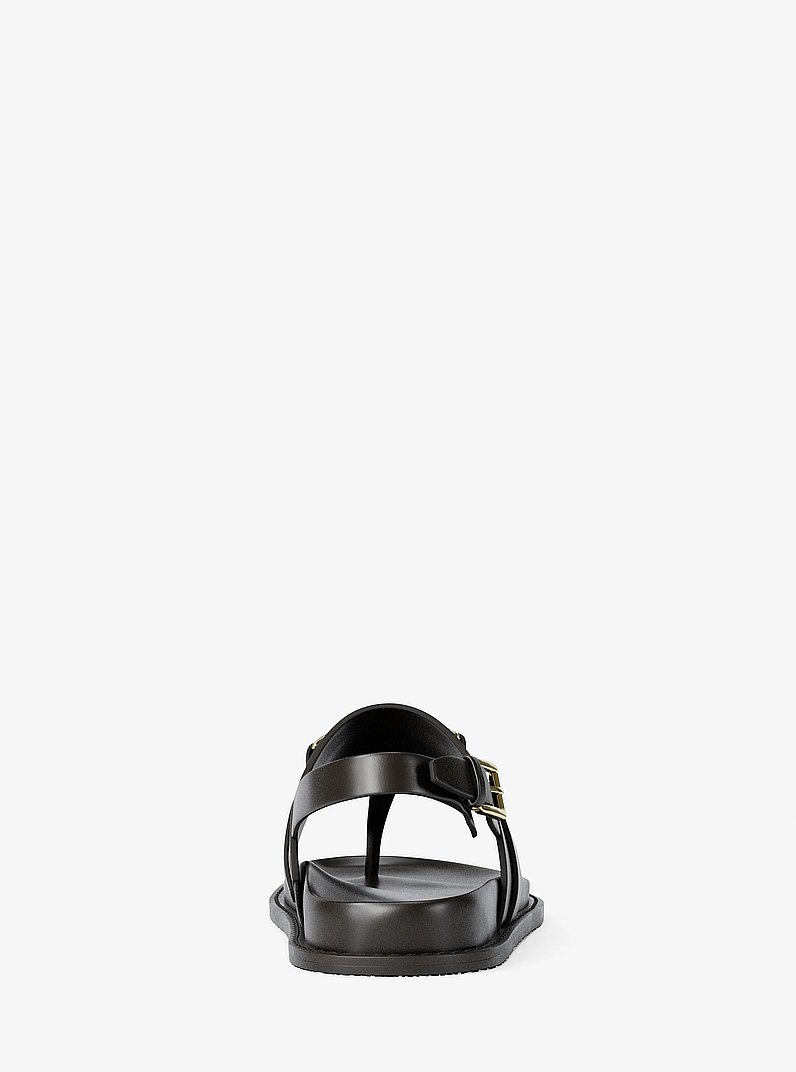 Carson Leather T-Strap Sandal in BLACK - Sale | Michael Kors [US]