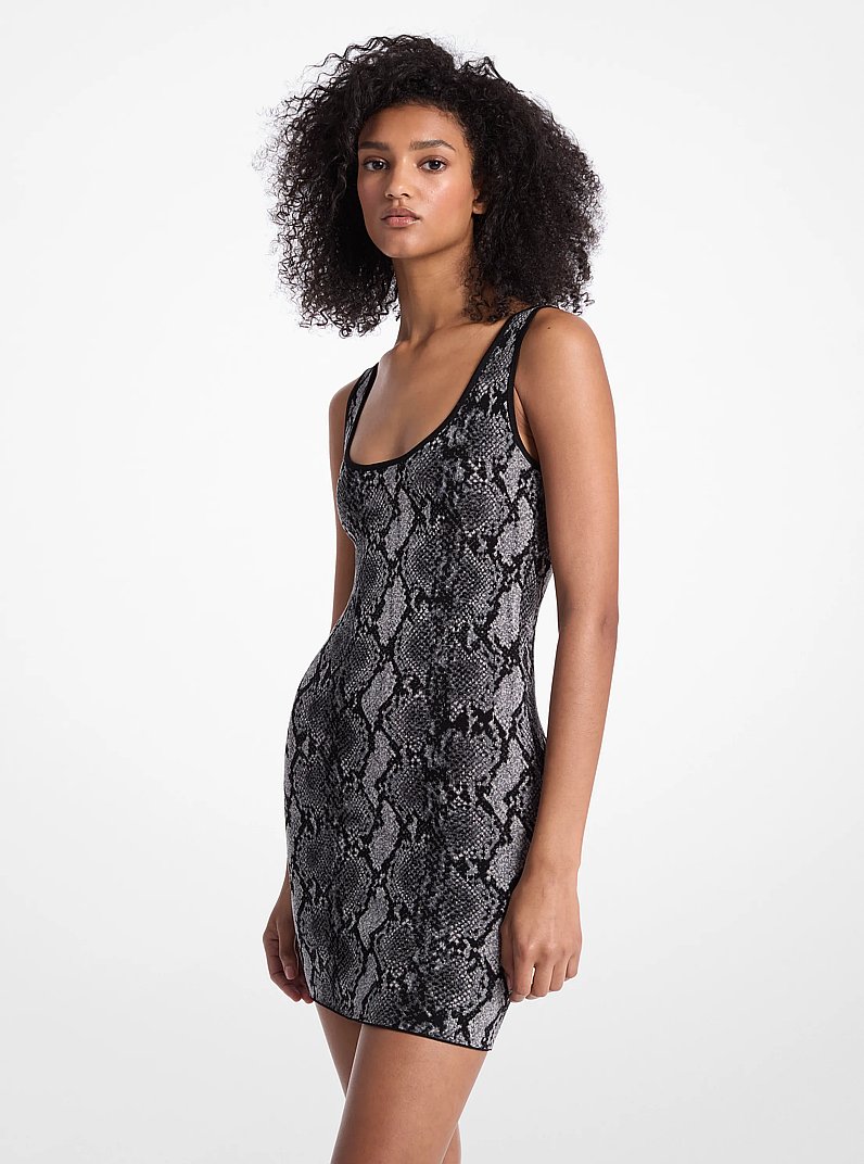 Snake Jacquard Dress in BLACK | Michael Kors