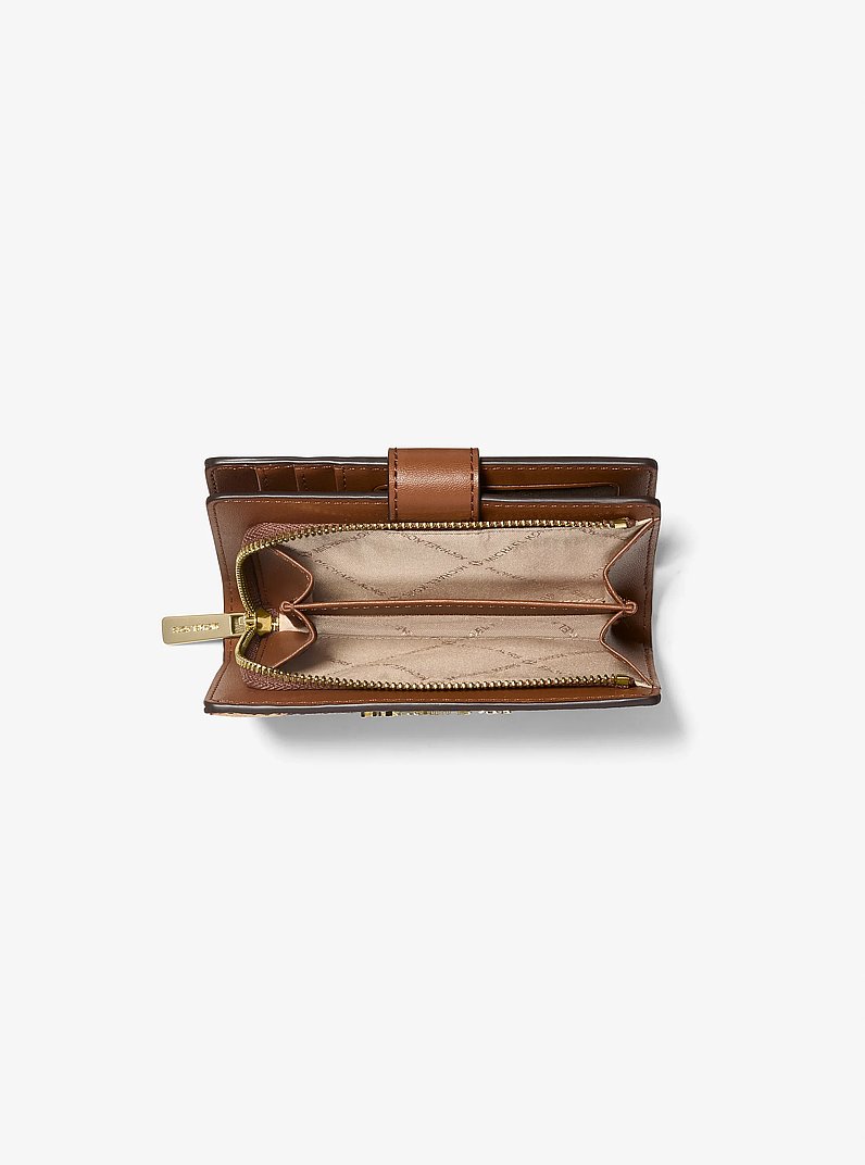Jet Set Travel Printed Signature Logo Wallet in BROWN | Michael Kors