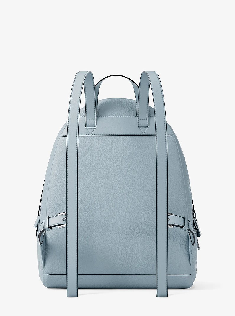 Rhea Medium Logo Debossed Backpack in PALE OCEAN | Michael Kors