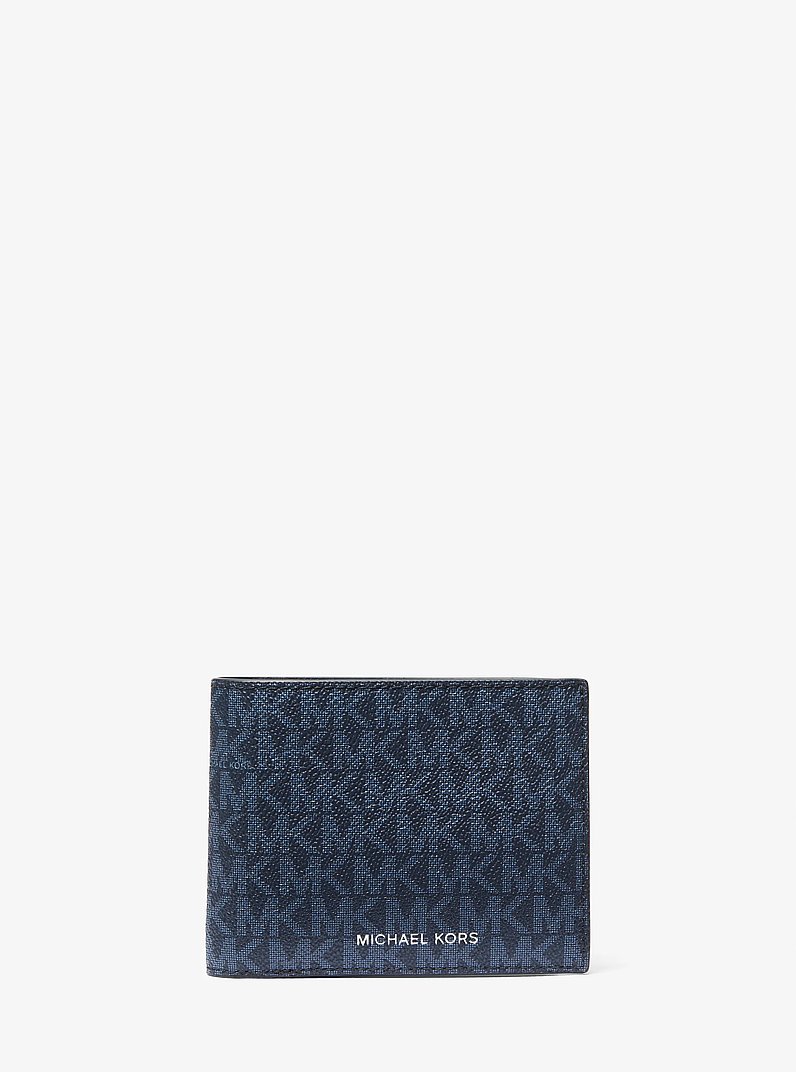 Billetera Harrison con compartimento para tarjeta de identificaci&oacute;n y logotipo in AZUL OSCURO/AZUL P&Aacute;LIDO | Michael Kors