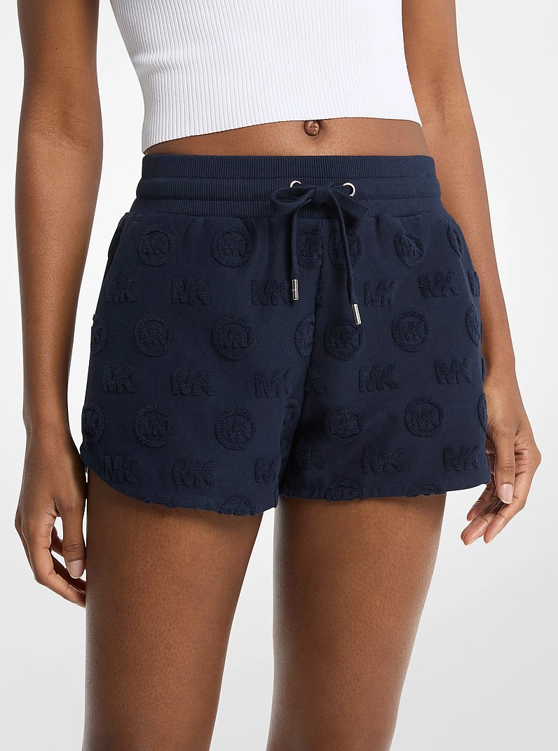 Short en jacquard et en tissu bouclette &agrave; logo in MIDNIGHTBLUE | Michael Kors