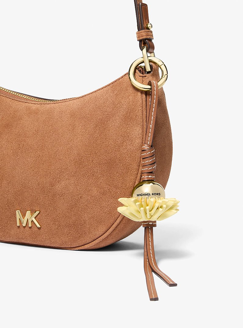 Taschenanh&auml;nger aus Leder mit Blume in ZITRONE | Michael Kors
