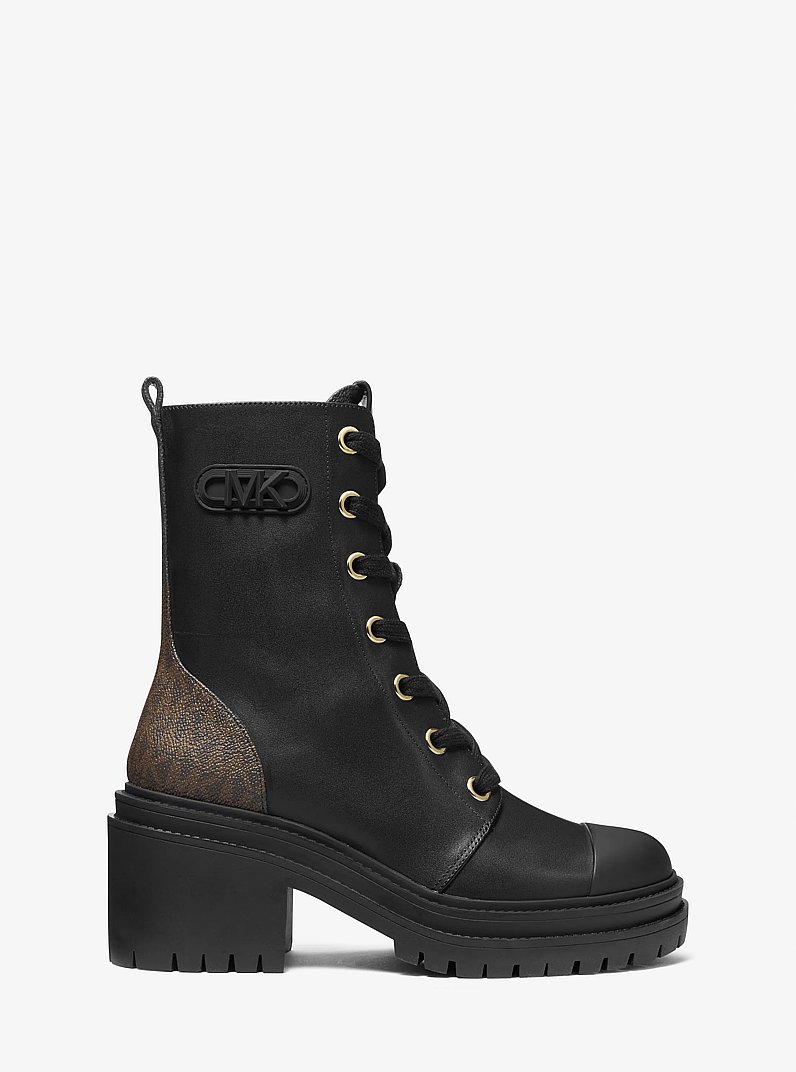 Hanley Leather and Logo Combat Boot