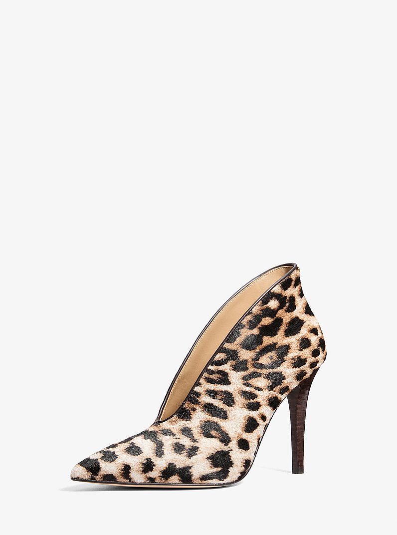 Tonya Leopard Print Calf Hair Pump in DK CAMEL MLT | Michael Kors