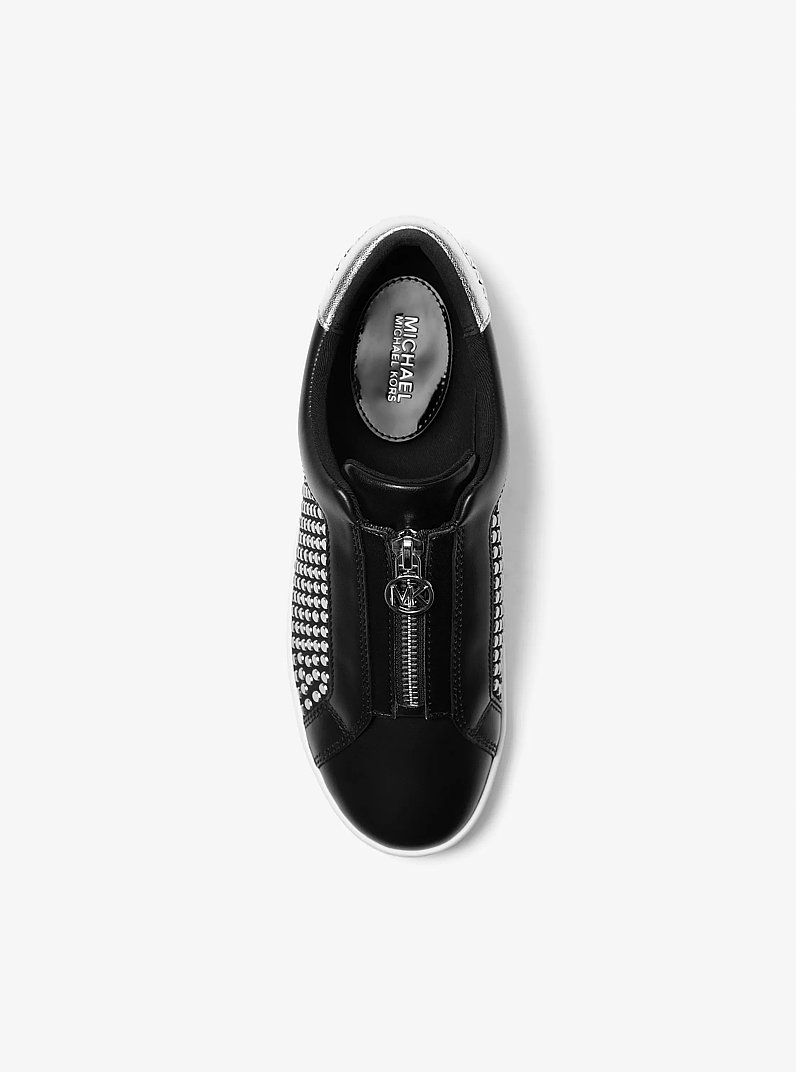 Keaton Studded Zip-Up Sneaker in BLACK | Michael Kors