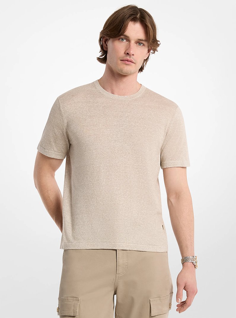 Camiseta de lino y algod&oacute;n in SALVIA GRIS&Aacute;CEO | Michael Kors