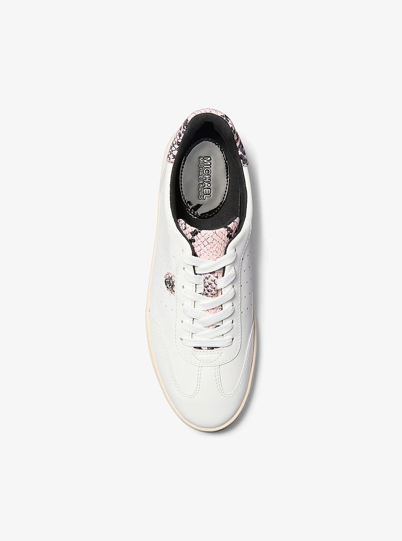 Scotty Snake Embossed Leather Sneaker in SMOKEY ROSE | Michael Kors
