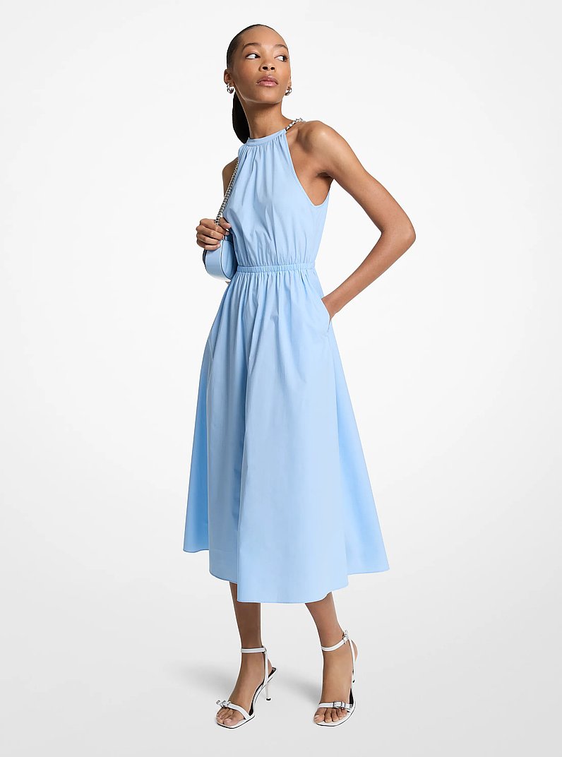 Vestido midi de algod&oacute;n el&aacute;stico con adornos in [3463] | Michael Kors