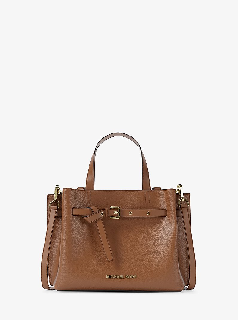 Emilia Small Pebbled Leather Satchel in LUGGAGE | Michael Kors