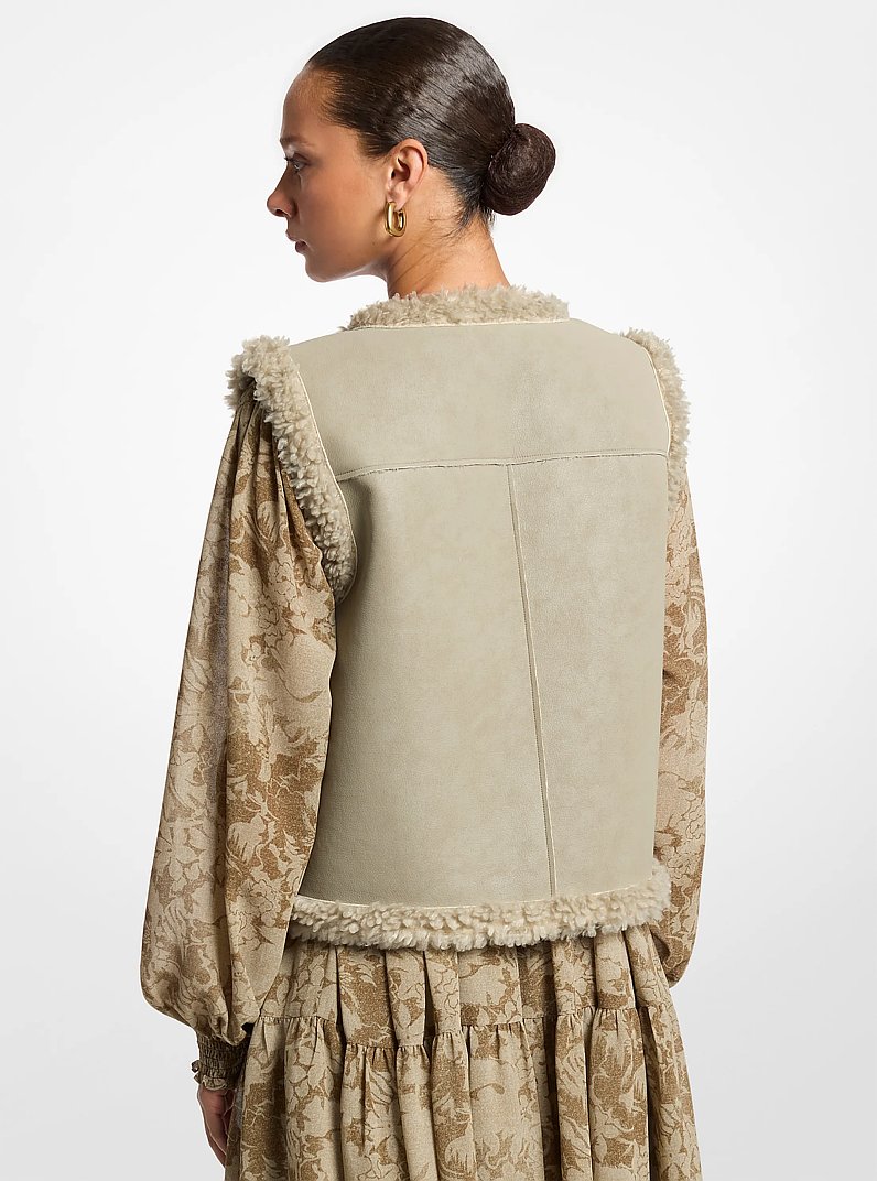 Faux Shearling Vest in DUSTY SAGE | Michael Kors