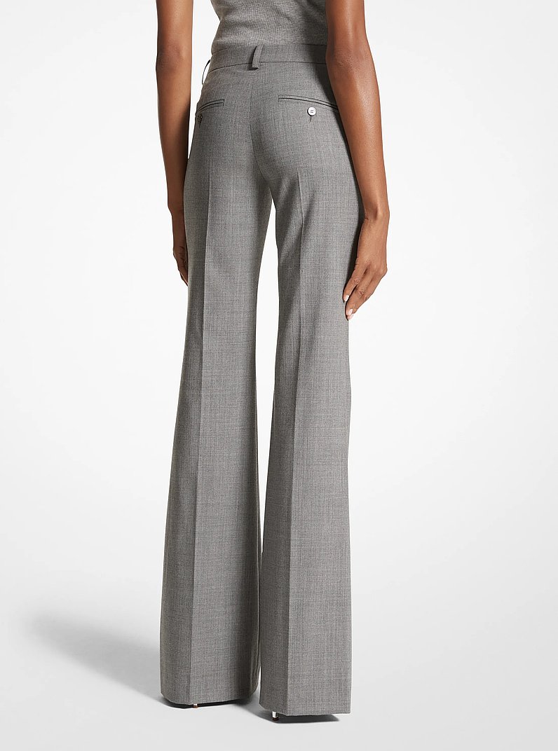 Haylee Stretch Wool Flannel Flared Trousers in BANKER GREY | Michael Kors