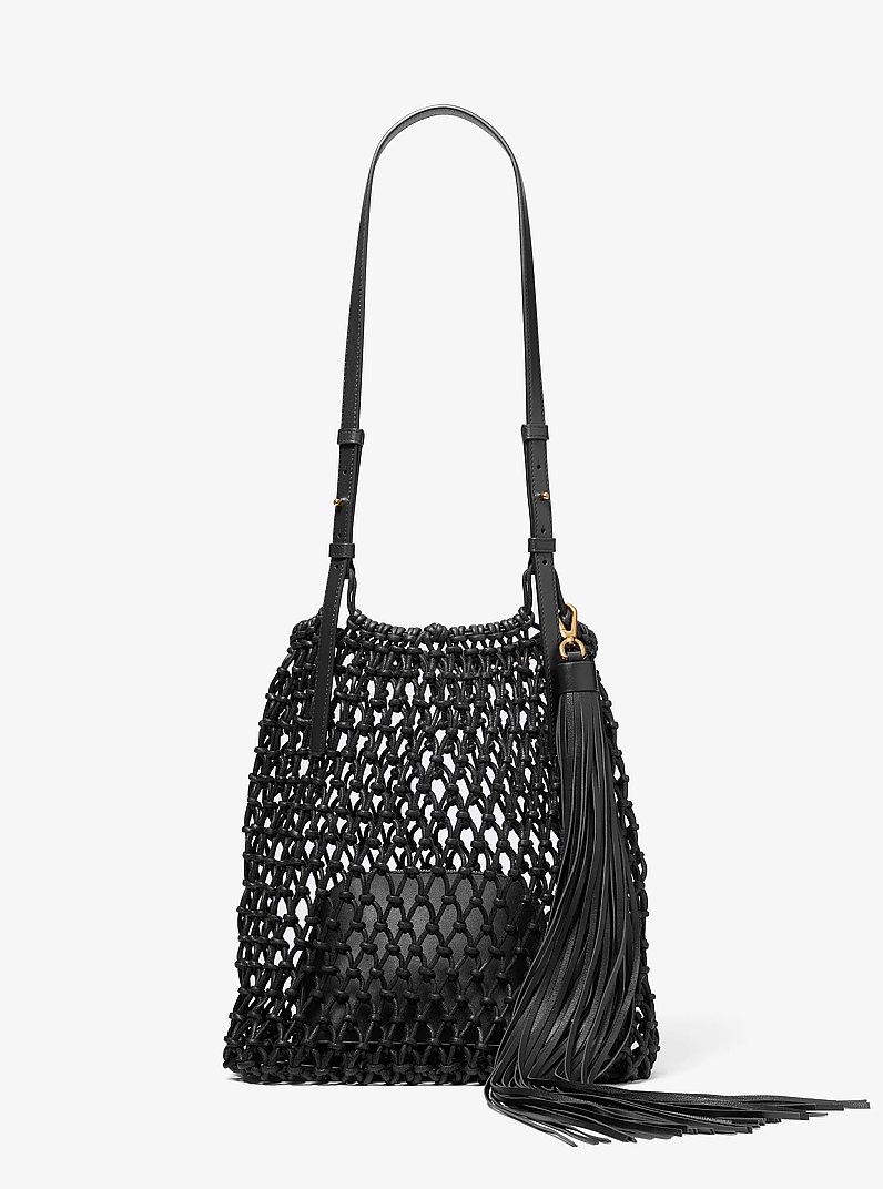 Loli Macram&eacute; Shoulder Bag in BLACK | Michael Kors