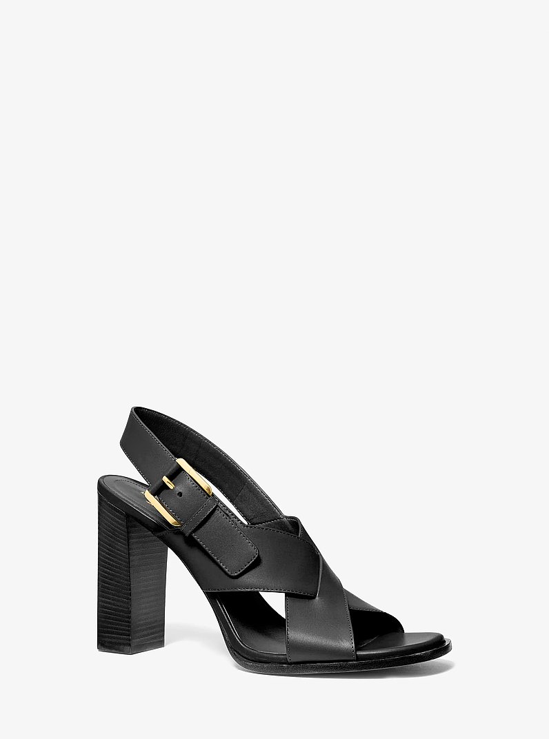Jasmine Leather Sandal in BLACK | Michael Kors