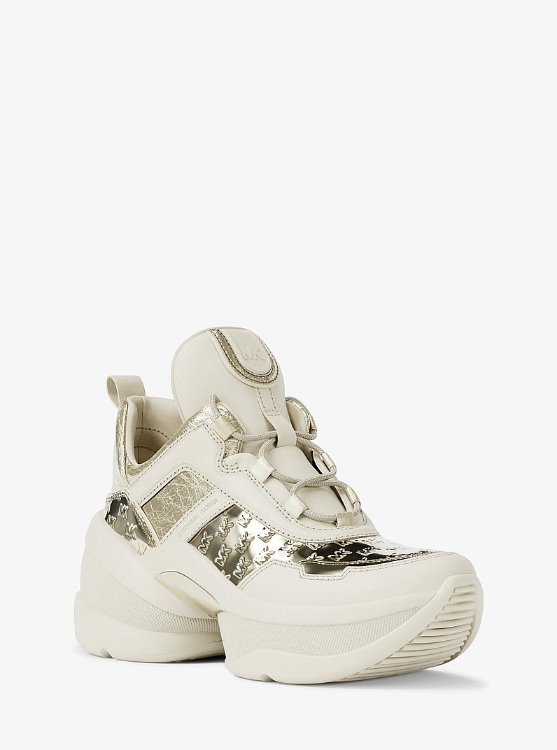 Olympia Mixed-Media Trainer in PALE GOLD | Michael Kors