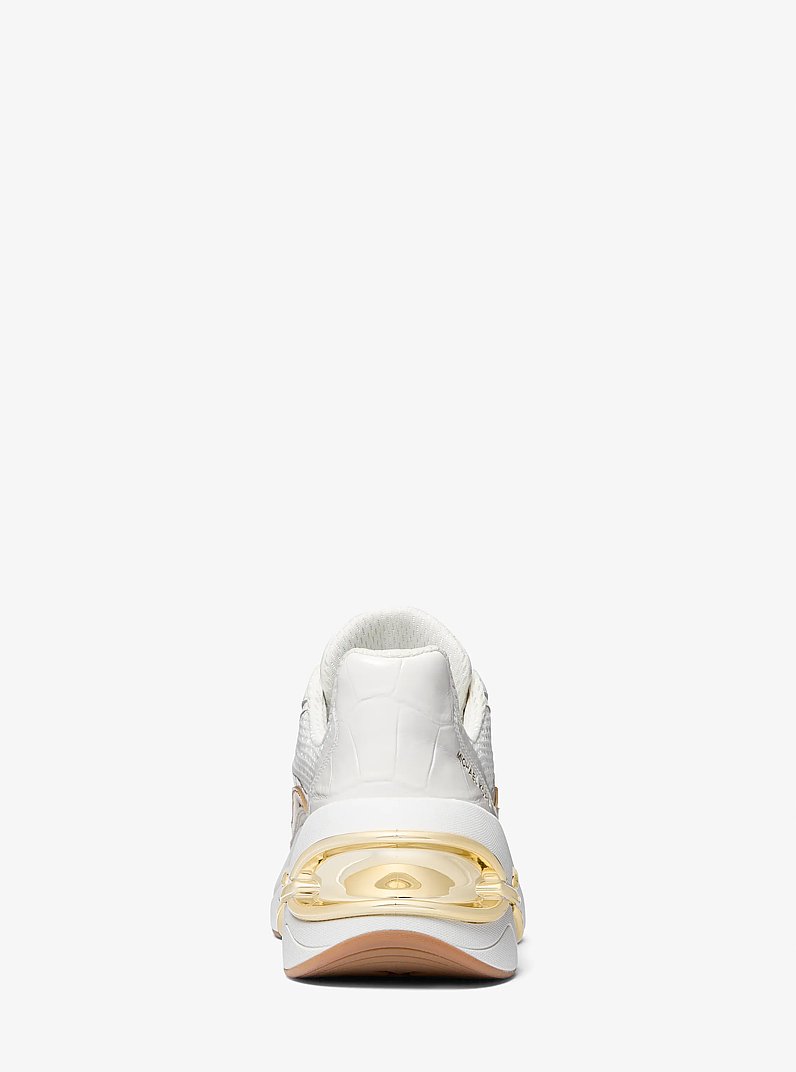 Toni Mixed-Media Trainer in WHITE/PALE GOLD | Michael Kors