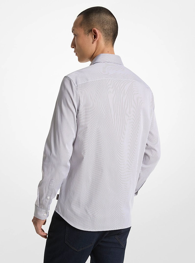 Slim-Fit Stretch Cotton Blend Shirt in CONCRETE | Michael Kors
