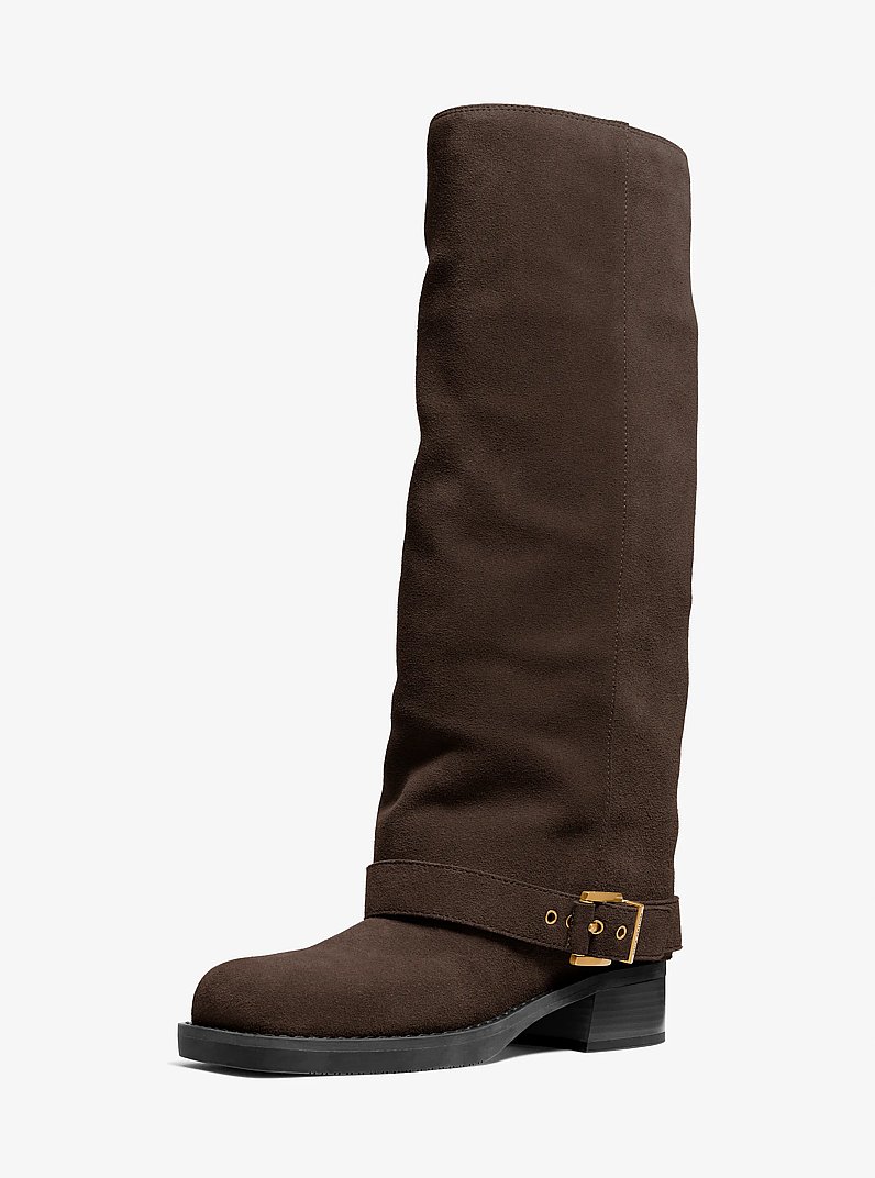Colby Leather and Signature Logo Boot in CHOCOLATE | Michael Kors
