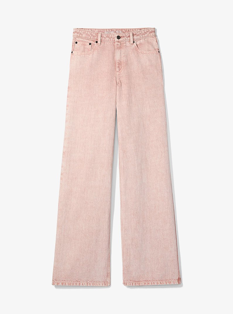 St&uuml;ckgef&auml;rbte Jeans mit weitem Bein in ROSE WATER | Michael Kors